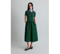 Jerseykleid MARC O'POLO DENIM "mit Baumwoll-Popelinerock", Damen, Gr. XS, Normalgrößen, grün (rich emerald), Obermaterial: 96% Baumwolle, 4% Elasthan, unifarben, slim fit wadenlang, Kleider Jerseyklei