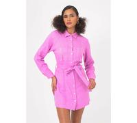 Jerseykleid FRESHLIONS "Belinda", Damen, Gr. L, EURO-Größen, rot (rosa), 100% Leinen, unifarben, kurz, ohne Ausschnitt, Kleider Jerseykleid, mit praktischem Bindeband (52889927-L) rosa