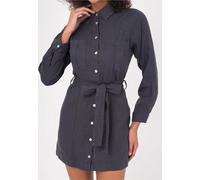 Jerseykleid FRESHLIONS "Belinda", Damen, Gr. S, EURO-Größen, blau (dunkelblau), 100% Leinen, unifarben, kurz, ohne Ausschnitt, Kleider Jerseykleid, mit praktischem Bindeband (32365366-S) dunkelblau
