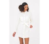 Jerseykleid FRESHLIONS "Belinda", Damen, Gr. XL, EURO-Größen, weiß, 100% Leinen, unifarben, kurz, ohne Ausschnitt, Kleider Jerseykleid, mit praktischem Bindeband (17518828-XL) weiß