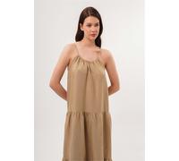 Jerseykleid FRESHLIONS "Jeanna", Damen, Gr. M, EURO-Größen, braun, 100% Leinen, lang, Rundhals, Kleider Jerseykleid, im einfarbigen Design (52174149-M) braun