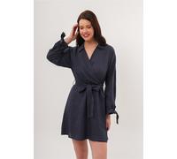 Jerseykleid FRESHLIONS "Joana", Damen, Gr. L, EURO-Größen, blau, 100% Leinen, normal, ohne Ausschnitt, Kleider Jerseykleid, in Wickeloptik (18924924-L) blau