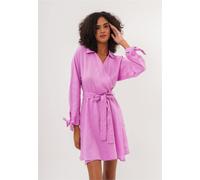 Jerseykleid FRESHLIONS "Joana", Damen, Gr. L, EURO-Größen, pink, 100% Leinen, normal, ohne Ausschnitt, Kleider Jerseykleid, in Wickeloptik (73463858-L) pink