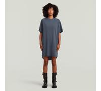 Jerseykleid G-STAR "Woven Mix Washed Jersey Dress Wmn", Damen, Gr. S, N-Gr, blau (salute gd), Jersey, Obermaterial: 100% Baumwolle, unifarben mit Farbeinsatz, gerade kniefrei, Rundhals, Kleider Jersey