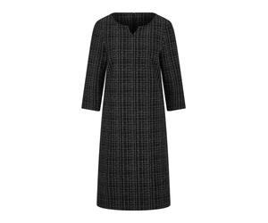 Jerseykleid GOLDNER "Kurzgröße Midi Baumwollkleid mit Karomuster", Damen, Gr. 23, K-Gr, schwarz (schwarz, gemustert), Obermaterial: 93% Baumwolle CO. 7% metallisierte Fasern MTF., Kleider Jerseykleid,