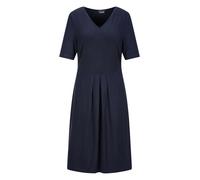 Jerseykleid GOLDNER "Kurzgröße Viskosekleid mit Kellerfalten", Damen, Gr. 24, K-Gr, blau (marine), Obermaterial: 92% Viskose CV. 8% Elasthan EL., figurbetont, Kleider Jerseykleid, stretchbequemer Visk
