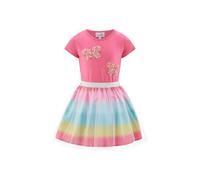 Jerseykleid HAPPY GIRLS, Mädchen, Gr. 104, N-Gr, pink, Jersey, Obermaterial: 95% Baumwolle, 5% Elasthan. Futter: 100% Polyester. Unterteil: 100% Polyester, mehrfarbig, unifarben, Basic knieumspielend,