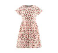 Jerseykleid HAPPY GIRLS, Mädchen, Gr. 134, N-Gr, rosa (beige), Jersey, Obermaterial: 95% Baumwolle, 5% Elasthan, bedruckt, geblümt, Basic kniebedeckend, Rundhals, Kleider Jerseykleid, mit aufgesetzten