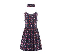 Jerseykleid HAPPY GIRLS, Mädchen, Gr. 140, N-Gr, navy, Jersey, Obermaterial: 95% Baumwolle, 5% Elasthan, bedruckt, Basic kniebedeckend, Rundhals, Kleider Jerseykleid, mit süßem Haarband mit Schleifend