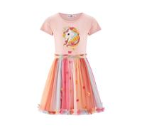 Jerseykleid HAPPY GIRLS, Mädchen, Gr. 92, N-Gr, powder pink, Jersey, Obermaterial: 95% Baumwolle, 5% Elasthan. Futter: 100% Polyester. Unterteil: 100% Polyester, bestickt, mehrfarbig, Basic kniebedeck