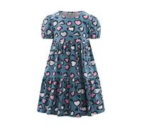 Jerseykleid HAPPY GIRLS, Mädchen, Gr. 98, N-Gr, bunt (dove blau), Jersey, Obermaterial: 95% Baumwolle, 5% Elasthan, bedruckt, Basic knieumspielend, Rundhals, Puffärmel mit Gummizug, Kleider Jerseyklei