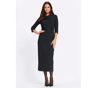 Jerseykleid HEINE "Jersey-Kleid", Damen, Gr. 40, Normalgrößen, schwarz, Jersey, 78% Polyamid, 22% Elasthan, unifarben, lang, Wasserfallausschnitt, Kleider Jerseykleid (45968228-40) schwarz