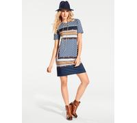 Jerseykleid HEINE "Jersey-Kleid", Damen, Gr. 42, Normalgrößen, bunt, 95% Viskose, 5% Elasthan, bedruckt, gemustert, kurz, Rundhals, Kleider Jerseykleid (92381900-42) bunt