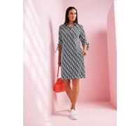 Jerseykleid HEINE "Jersey-Kleid", Damen, Gr. 44, Normalgrößen, schwarz-weiß (schwarz, weiß, bedruckt), Jersey, 65% Viskose, 30% Polyamid, 5% Elasthan, bedruckt, gemustert, mehrfarbig, kurz, Kleider Je