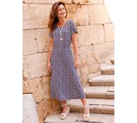 Jerseykleid INSPIRATIONEN "Jersey-Kleid", Damen, Gr. 50, Normalgrößen, bunt (marine, orchidee, bedruckt), Jersey, 95% Viskose, 5% Elasthan, bedruckt, gemustert, gepunktet, mehrfarbig, wadenlang, Rundh