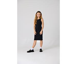 Jerseykleid KIDS ONLY "KOGBELFAST LIFE S/L MIDI DRESS NOOS JRS", Mädchen, Gr. 146/152, N-Gr, schwarz, Feinripp, Obermaterial: 95% Baumwolle, 5% Elasthan, unifarben, sehr figurbetont Midi, Rundhals, Kl