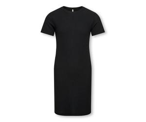 Jerseykleid KIDS ONLY "KOGVELA S/S DRESS VD ZA JRS", Mädchen, Gr. 110/116, N-Gr, schwarz, Jersey, Obermaterial: 65% Polyester, 30% Viskose, 5% Elasthan, unifarben, figurbetont ca. Mitte Wade, Rundhals