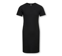 Jerseykleid KIDS ONLY "KOGVELA S/S DRESS VD ZA JRS", Mädchen, Gr. 122/128, N-Gr, schwarz, Jersey, Obermaterial: 65% Polyester, 30% Viskose, 5% Elasthan, unifarben, figurbetont ca. Mitte Wade, Rundhals