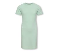 Jerseykleid KIDS ONLY "KOGVELA S/S DRESS VD ZA JRS", Mädchen, Gr. 146/152, N-Gr, aqua foam, Jersey, Obermaterial: 65% Polyester, 30% Viskose, 5% Elasthan, unifarben, figurbetont ca. Mitte Wade, Rundha