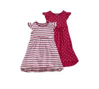 Jerseykleid KIDSWORLD "für kleine Mädchen", Mädchen, Gr. 140/146, N-Gr, rot (rot, weiß), Jersey, Obermaterial: 100% Baumwolle, gepunktet, gestreift, ausgestellt kniefrei, Rundhals, Kleider Jerseykleid