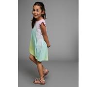 Jerseykleid KIDSWORLD "in Regenbogenfarben", Mädchen, Gr. 128/134, N-Gr, bunt, Jersey, Obermaterial: 100% Baumwolle, mehrfarbig, ausgestellt kniefrei, Flügelärmel, Kleider Jerseykleid, kniefreie Länge