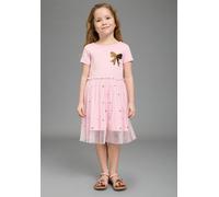 Jerseykleid KIDSWORLD "Kleid mit Tüllrock und Wende-Pailletten", Mädchen, Gr. 140/146, N-Gr, rosa, Interlock, Obermaterial: 100% Baumwolle. Rock: 100% Polyester, Glitzermuster, mehrfarbig, bequem knie