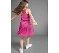 Jerseykleid KIDSWORLD "mit aufwendiger Spitze im Rücken", Mädchen, Gr. 164/170, N-Gr, pink, Jersey, Obermaterial: 100% Viskose. Spitze: 100% Baumwolle, unifarben, figurumspielend kniefrei, Rundhals, K