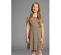 Jerseykleid KIDSWORLD "Shirtkleid in Leo-Musterung", Mädchen, Gr. 140/146, N-Gr, gemustert leo, Jersey, Obermaterial: 95% Viskose, 5% Elasthan, figurumspielend knielang, Rundhals, Kleider Jerseykleid,