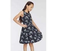 Jerseykleid KIDSWORLD "- Skaterkleid mit Blumen bedruckt", Mädchen, Gr. 140/146, N-Gr, blau (marine geblümt), Jersey, Obermaterial: 95% Baumwolle, 5% Elasthan, gemustert, mehrfarbig, ausgestellt knief