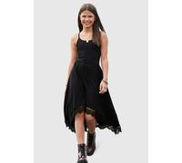 Jerseykleid KIDSWORLD "- Spaghettikleide aus Viskose", Mädchen, Gr. 164/170, N-Gr, schwarz, Jersey, Obermaterial: 95% Viskose, 5% Elasthan. Spitze: 100% Baumwolle, unifarben, ausgestellt knieumspielen