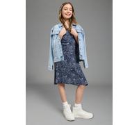 Jerseykleid KIDSWORLD "Viskose-Kleid mit Paisley Allover", Mädchen, Gr. 128/134, N-Gr, marine gemustert, Single Jersey, Obermaterial: 95% Viskose, 5% Elasthan, Paisley, bedruckt, sehr bequem kniefrei,