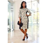 Jerseykleid LADY "Jersey-Kleid", Damen, Gr. 48, Normalgrößen, beige (champagner, graphit, bedruckt), 70% Viskose, 27% Polyester, 3% Elasthan, Einsatz:5% Elasthan, 10% Polyester, 85% Viskose, gemustert
