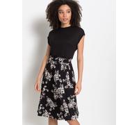 Jerseykleid LASCANA, Damen, Gr. 36, N-Gr, beige (schwarz, creme, bedruckt), Jersey, Obermaterial: 100% Viskose, bedruckt, figurumspielend kniefrei, Rundhals, Aufschlag, Kleider Jerseykleid, mit Paperb