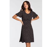 Jerseykleid LAURA SCOTT, Damen, Gr. 42, N-Gr, schwarz (schwarz, rosa), Single Jersey, Obermaterial: 95% Viskose, 5% Elasthan, gepunktet, ausgestellt kurz, Rundhals, Flügelärmel, Kleider Jerseykleid, k