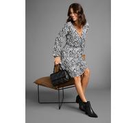 Jerseykleid LAURA SCOTT, Damen, Gr. 42, N-Gr, schwarz-weiß (schwarz, weiß), Jersey, Obermaterial: 95% Polyester, 5% Elasthan, animal-print, bedruckt, figurbetont ca. Mitte Oberschenkel, tiefer V-Aussc