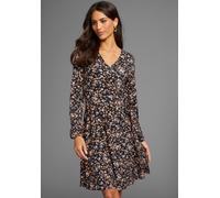Jerseykleid LAURA SCOTT, Damen, Gr. 44, N-Gr, blau (navy, geblümt), Jersey, Obermaterial: 95% Viskose, 5% Elasthan, bedruckt, figurbetont kniefrei, V-Ausschnitt, Kleider Jerseykleid, mit Wickeldetail