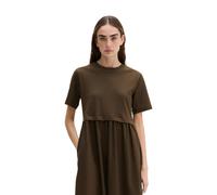 Jerseykleid MARC O'POLO "aus Material-Mix", Damen, Gr. XXL, Normalgrößen, braun (mossy earth), Obermaterial: 100% Baumwolle, unifarben, regular fit wadenlang, Rundhals, normaler Saum, Kleider Jerseykl