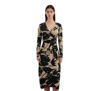 Jerseykleid MARC O'POLO "aus stretchiger Viskose-Qualität", Damen, Gr. XS, Normalgrößen, me28, Obermaterial: 95% Viskose, 5% Elasthan, bedruckt, slim fit wadenlang, V-Ausschnitt, normaler Saum, Kleide