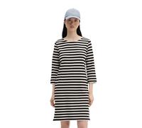 Jerseykleid MARC O'POLO, Damen, Gr. S, N-Gr, schwarz-weiß (schwarz), Jersey, Obermaterial: 100% Baumwolle, geringelt, gerade kniefrei, U-Boot-Ausschnitt, Kleider Jerseykleid, Gestreift, loose fit aus