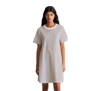 Jerseykleid MARC O'POLO DENIM "aus weichem Organic Cotton", Damen, Gr. S, Normalgrößen, sanftes weiß, Obermaterial: 100% Baumwolle, gestreift, relaxed fit knielang, Rundhals, normaler Saum, Kleider Je