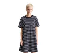 Jerseykleid MARC O'POLO DENIM "aus weichem Organic Cotton", Damen, Gr. XL, Normalgrößen, dunkelblau, Obermaterial: 100% Baumwolle, gestreift, relaxed fit knielang, Rundhals, Kleider Jerseykleid (30582