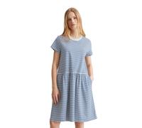 Jerseykleid MARC O'POLO DENIM, Damen, Gr. M, N-Gr, blau (medium blau), Jersey, Obermaterial: 100% Baumwolle, geringelt, regular fit knieumspielend, Rundhals, Kleider Jerseykleid, fein geringelt (30261