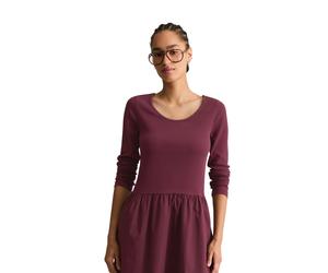 Jerseykleid MARC O'POLO DENIM, Damen, Gr. M, N-Gr, lila (mahagony jam), Jersey, Obermaterial: 97% Baumwolle, 3% Elasthan, A-Linie ca. Mitte Wade, tiefer Rundhals, Kleider Jerseykleid, flared mit Baumw