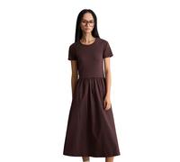 Jerseykleid MARC O'POLO DENIM "mit Baumwoll-Popelinerock", Damen, Gr. XL, Normalgrößen, burnt aubergine, Obermaterial: 96% Baumwolle, 4% Elasthan, unifarben, slim fit wadenlang, Kleider Jerseykleid (7