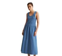 Jerseykleid MARC O'POLO DENIM "mit Baumwoll-Popelinerock", Damen, Gr. L, Normalgrößen, blau (cerulean blau), Obermaterial: 97% Baumwolle, 3% Elasthan, unifarben, weit wadenlang, Rundhals, Kleider Jers