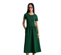 Jerseykleid MARC O'POLO DENIM "mit Baumwoll-Popelinerock", Damen, Gr. L, Normalgrößen, grün (rich emerald), Obermaterial: 96% Baumwolle, 4% Elasthan, unifarben, slim fit wadenlang, Kleider Jerseykleid