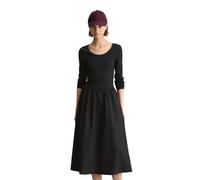 Jerseykleid MARC O'POLO DENIM, Damen, Gr. M, N-Gr, schwarz, Jersey, Obermaterial: 97% Baumwolle, 3% Elasthan, A-Linie ca. Mitte Wade, tiefer Rundhals, Kleider Jerseykleid, flared mit Baumwoll-Popeline