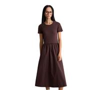 Jerseykleid MARC O'POLO DENIM "mit Baumwoll-Popelinerock", Damen, Gr. XL, Normalgrößen, burnt aubergine, Obermaterial: 96% Baumwolle, 4% Elasthan, unifarben, slim fit wadenlang, Kleider Jerseykleid (7