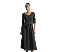 Jerseykleid MARC O'POLO DENIM "mit Baumwoll-Popelinerock", Damen, Gr. XXL, Normalgrößen, grau (light graphite), Obermaterial: 96% Baumwolle, 4% Elasthan, unifarben, slim fit wadenlang, Rundhals, Kleid