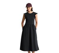 Jerseykleid MARC O'POLO DENIM "mit Baumwoll-Popelinerock", Damen, Gr. XXL, Normalgrößen, schwarz (blau depths), Obermaterial: 96% Baumwolle, 4% Elasthan, unifarben, slim fit wadenlang, Rundhals, Kleid